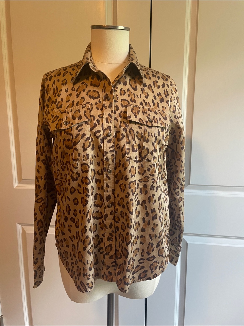 Lauren Ralph Lauren Leopard Print Button-Front Shirt - Size LP